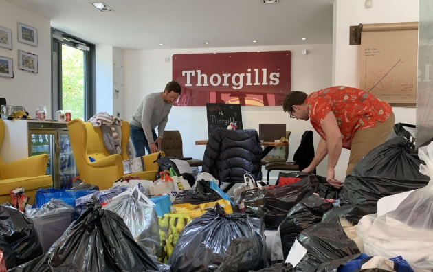 Thorgill's staff sift through donations