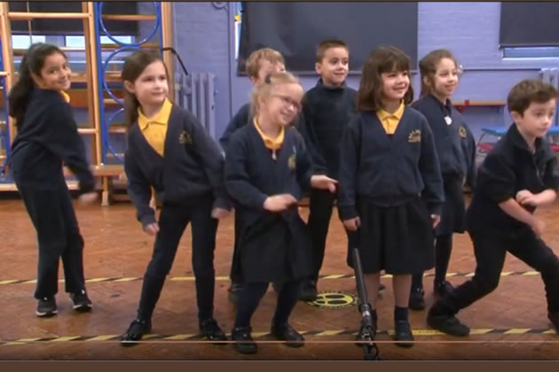 Belmont children performing the song