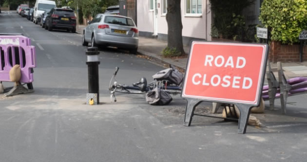 Aftermath of collision with bollard. &copy;Ken Rake Worldwide Images Ltd