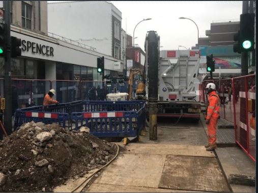 Work by Thames Water in King Street Hammersmith